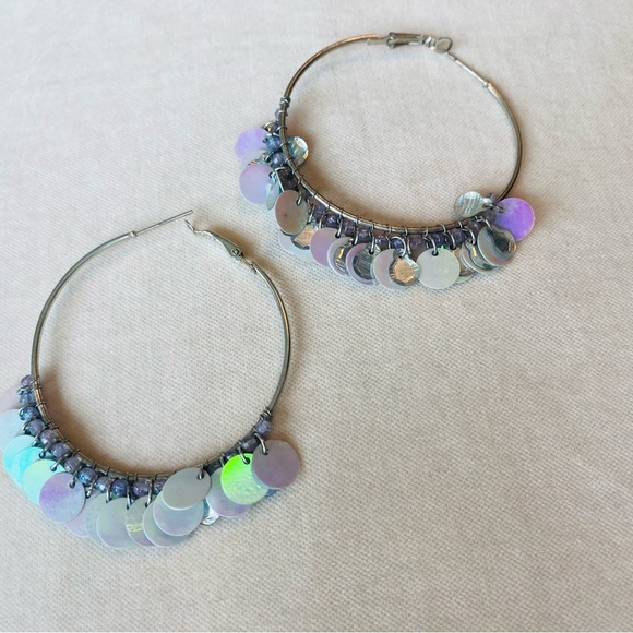 Jewelry - 🎁 FREE ADD ON Vintage Large Statement Sequin Decor Hoop Earrings